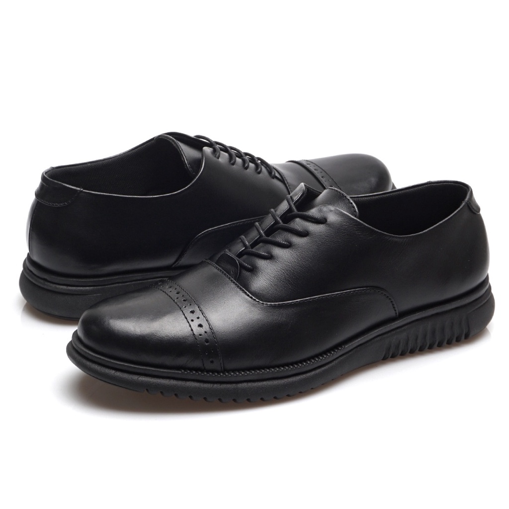 Einstein Black (Kulit Asli) - Sepatu Pantofel Pria Kulit Asli Formal Kerja Kantor Kuliah Casual Tali Pantopel Cowok Pria Oxford Pantofel Hitam Pria