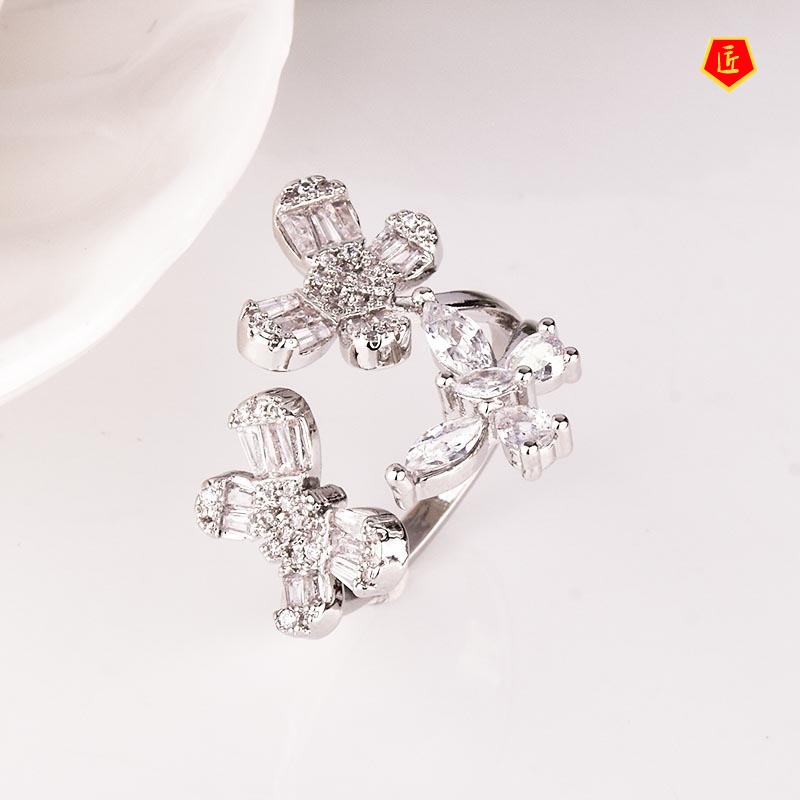 [Ready Stock]Micro Diamond S925 Silver Sweet Butterfly Opening Ring