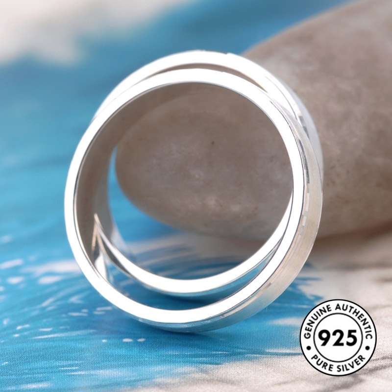 Cincin Pasangan Bahan S925 Silver Gaya Simple