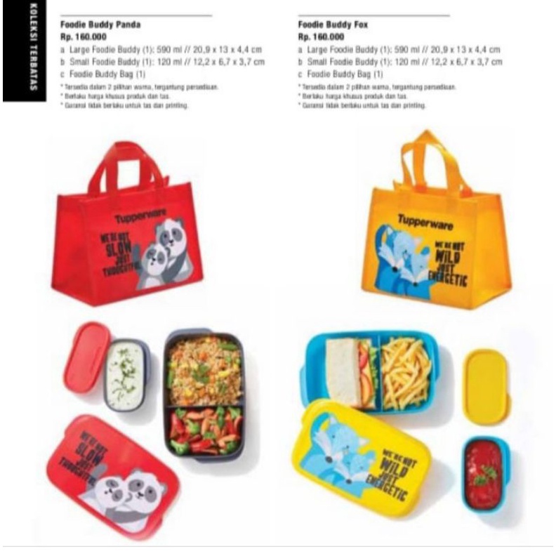 Tempat bekal anak karakter Tupperware / Foodie buddy Tupperware Karakter panda / fox