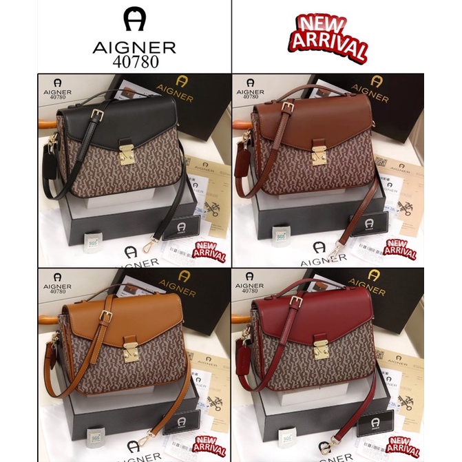 Tas Aigner Metis Pochette Handbag Flip Messenger Smooth Like ORI Hardware (40780)