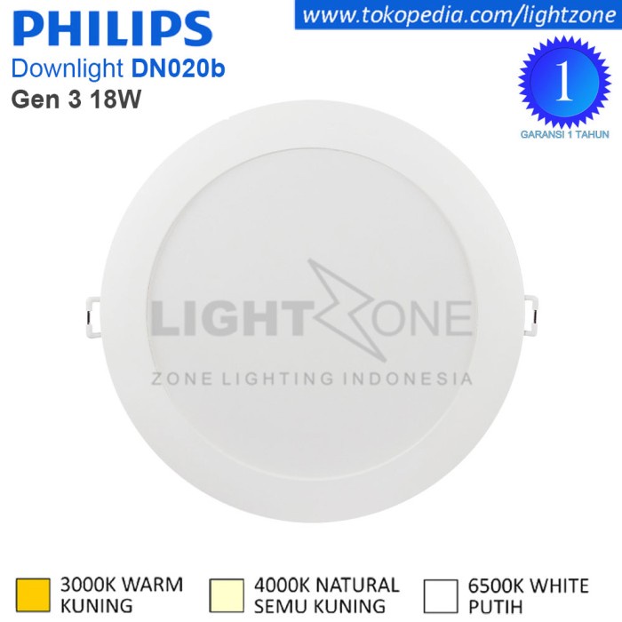Lampu Downlight LED Philips DN020B Gen 3 18 Watt 18W - Kuning