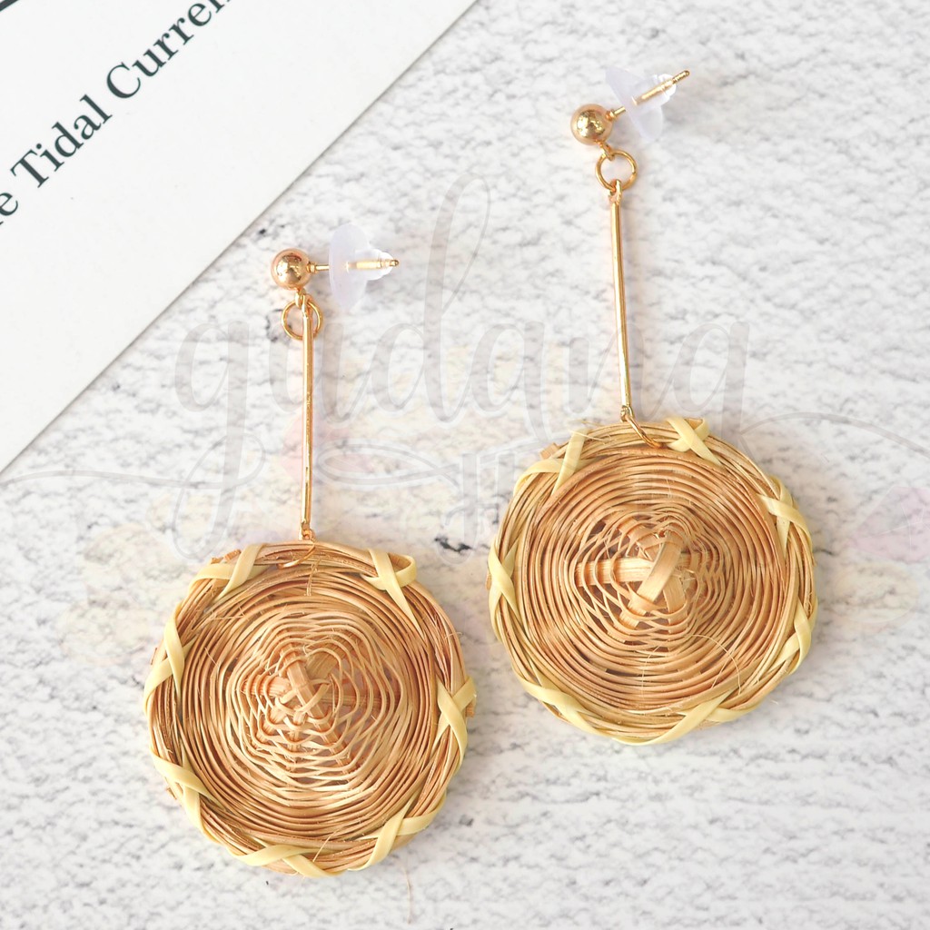 Anting Stud Panjang Topi Jerami 3D Strawhat Lucu Unik GH 203323