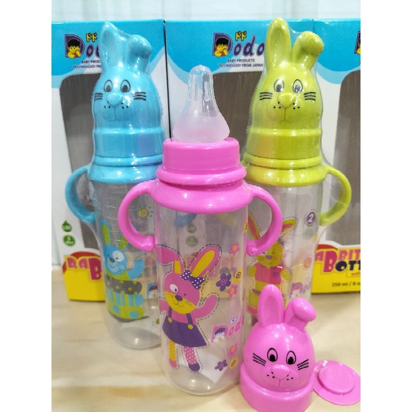 Botol Susu Dodo karakter Kelinci Dengan Pegangan/Rabbit Bottle With Handle 250Ml BPA Free DBP018