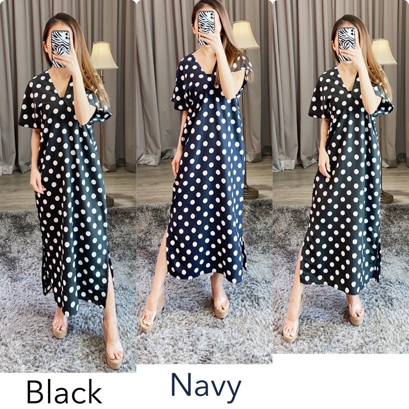 Dress vneck polka/dress polka/longdress vneck polka/longdress polka/maxy vneck