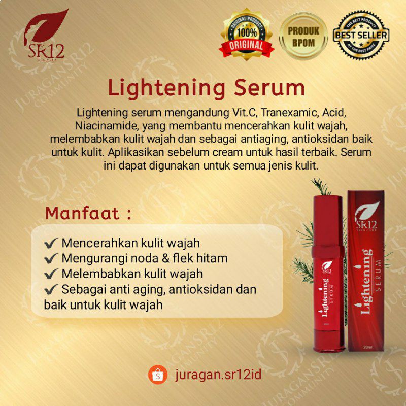 SERUM PEMUTIH WAJAH BPOM / LIGHTENING SERUM SR12 / MEMUTIHKAN WAJAH ALAMI / BRIGHTENING SERUM