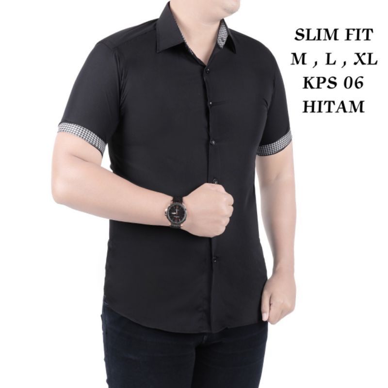 KEMEJA POLOS PREMIUM LENGAN PENDEK SLIMFIT