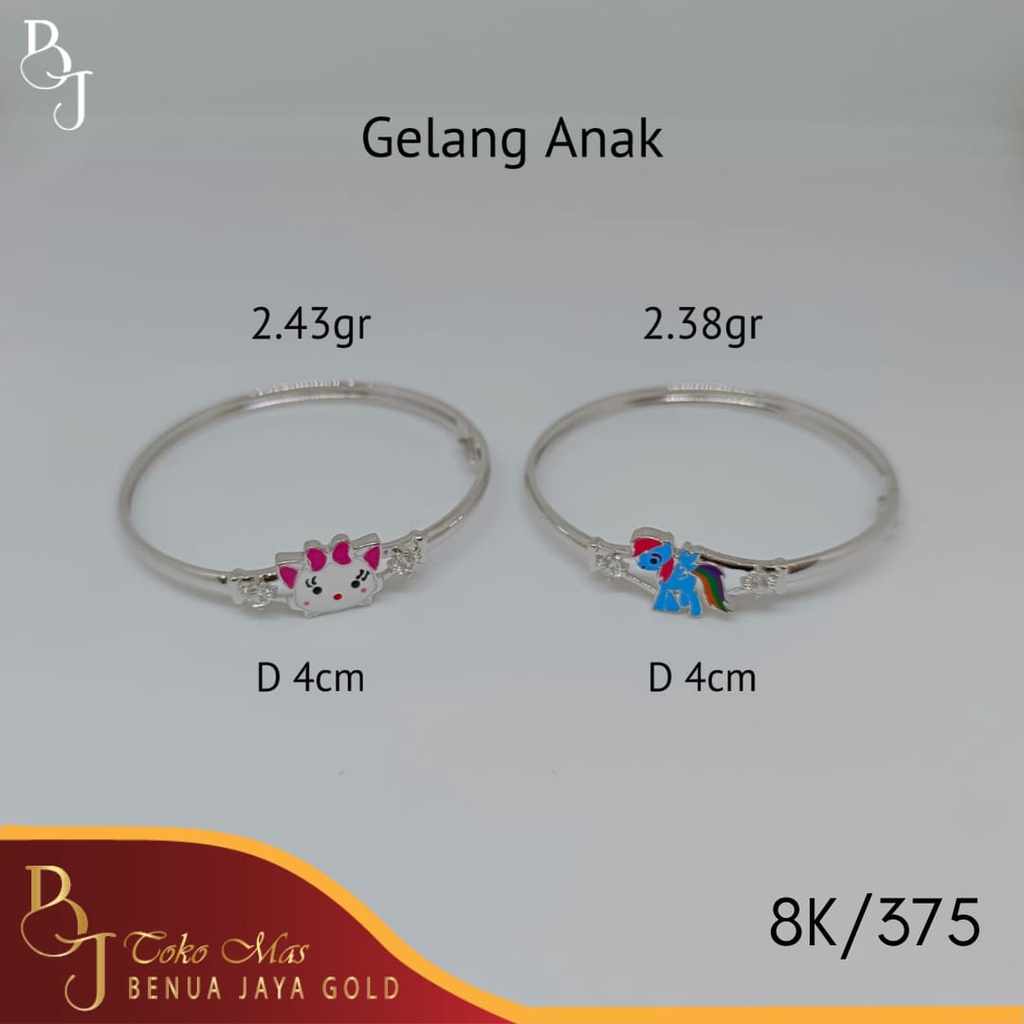 Gelang Bulat Emas Putih Anak Anak 8K/375