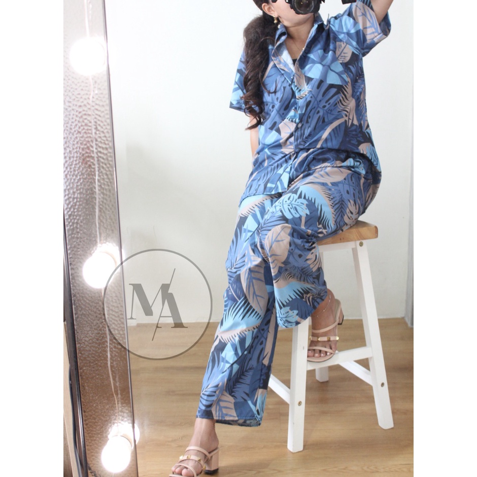 DAILY SET RAYON tiedye- HOMEY SET FIT Xl - PAJAMA SET RAYON -  PIYAMA RAYON MA-downy blue