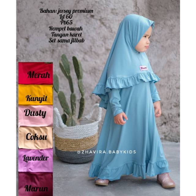 Terlaris (1KG MUAT 6PCS) SYARI ANAK  GAMIS SET 8-13TAHUN BAHAN JERSEY PREMIUM