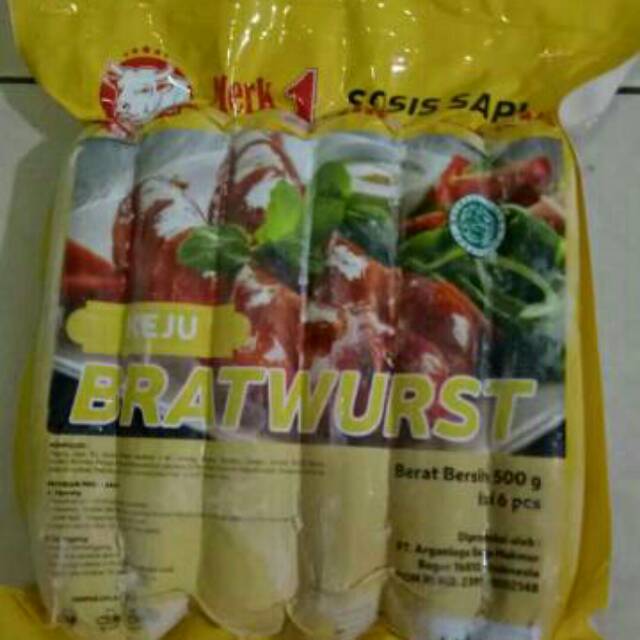 Sosis sapi bratwurst one suke / sosis bakar 6pcs (14cm) frozen food
