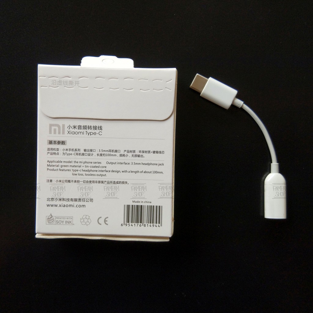 XIAOMI PUTIH Kabel Audio Adapter Type C To Headphone Jack Adaptor Converter Headset Mi6 A2