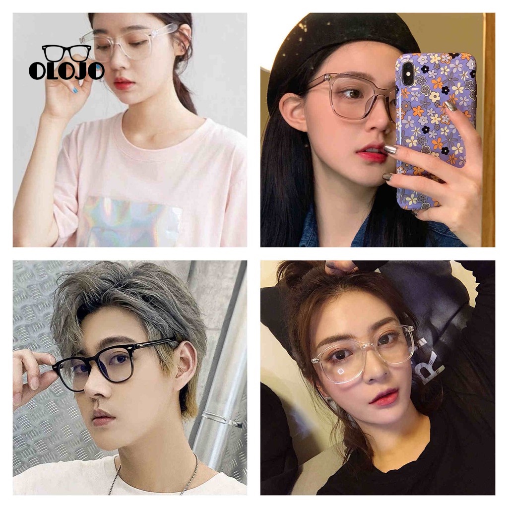 COD Kacamata Anti Radiasi Korea Wanita Kacamata Anti blue Untuk Pria Dan Wanita Fashion Gaya retro flat Eyeglasses OLOJO