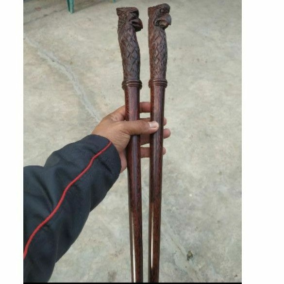 TONGKAT KOMANDO KAYU GALIH ASEM UKIR KEPALA GARUDA/TONGKAT KOMANDO GALIH ASEM 55CM