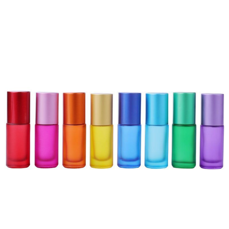 Botol Kaca Roll On 5 ml Frosted Doff TEBAL Essential Oil Thick Bottle Roller Colorfull