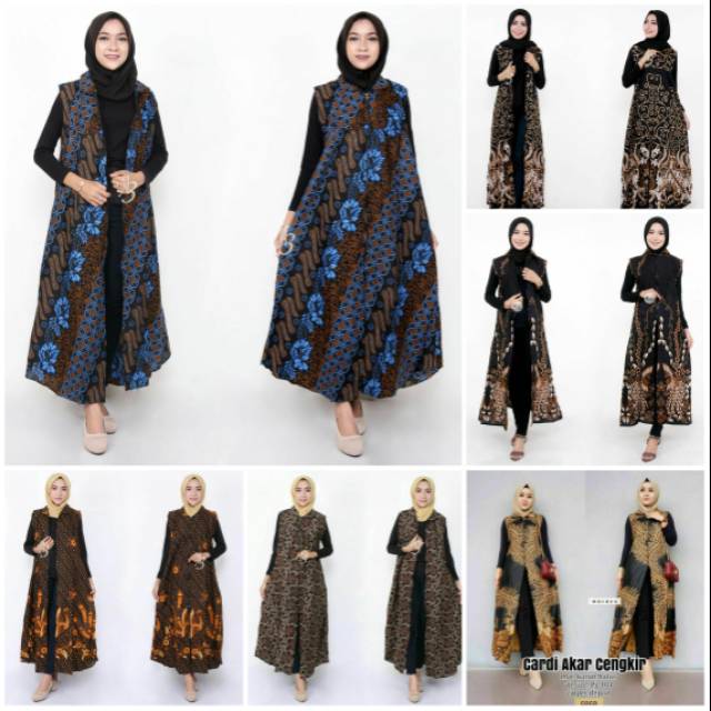 Best Seller LONG CARDI BATIK MOTIF ULIR COKLAT BATIK WANITA SERAGAM best seller original murah