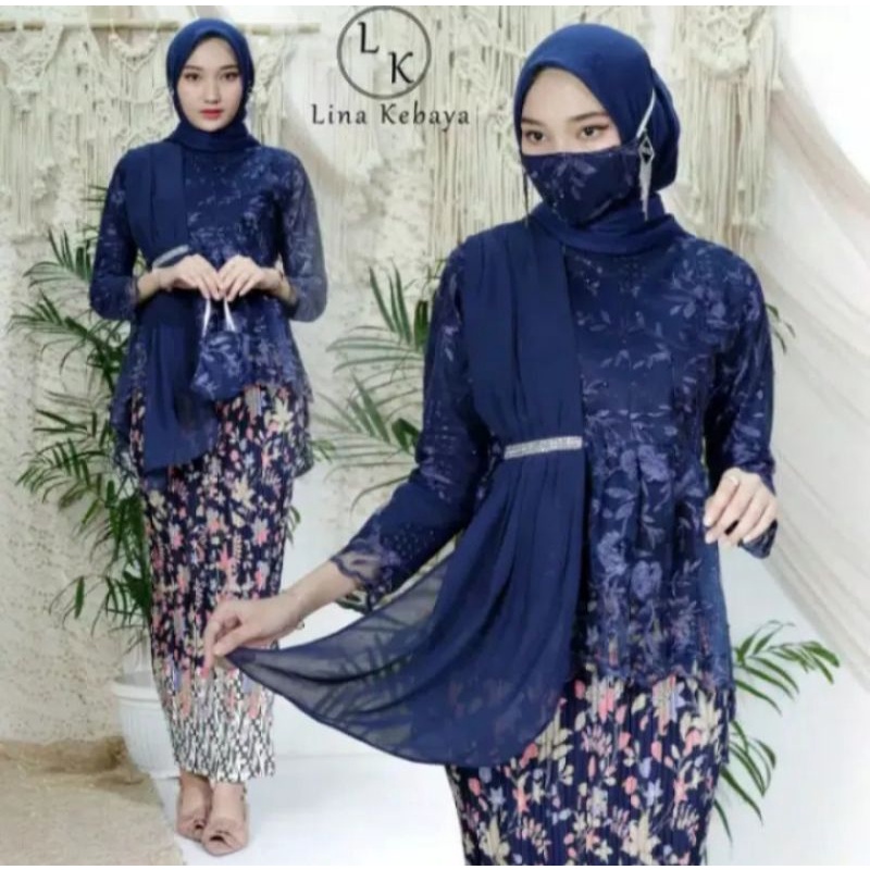 kebaya atasan brukat tile selendang