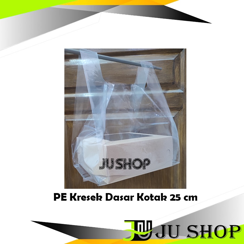 ECERAN PE 25x25 cm Kresek Bening Dasar Kotak 25 cm Box Cake Dus Dos Tart Kotak bahan Transparan Tebal