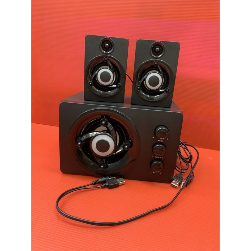 FT-380 2.1 Computer Speaker Mini Subwoofer Multimedia with LED Light Laptop PC