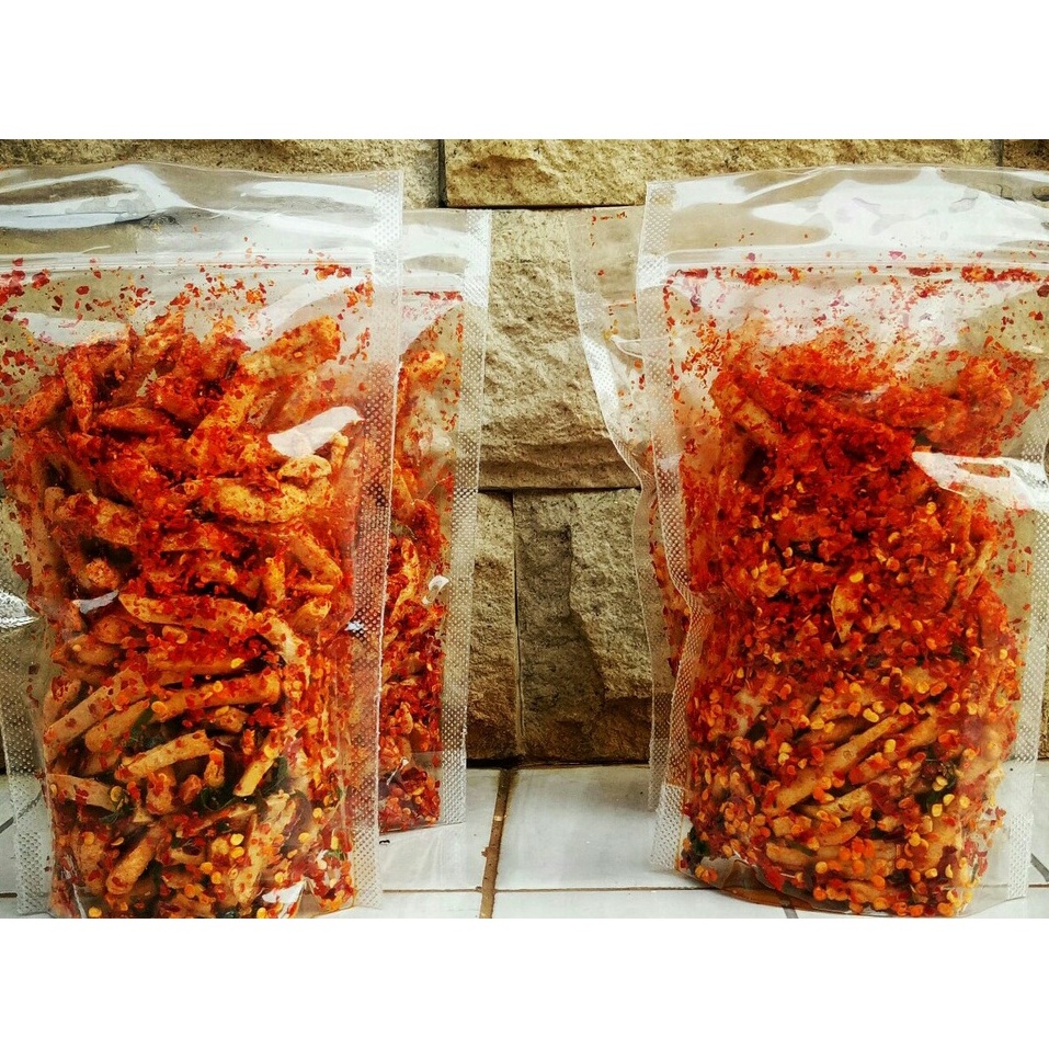 

basreng pedas daun jeruk, kemasan 100 gram pedas nampol