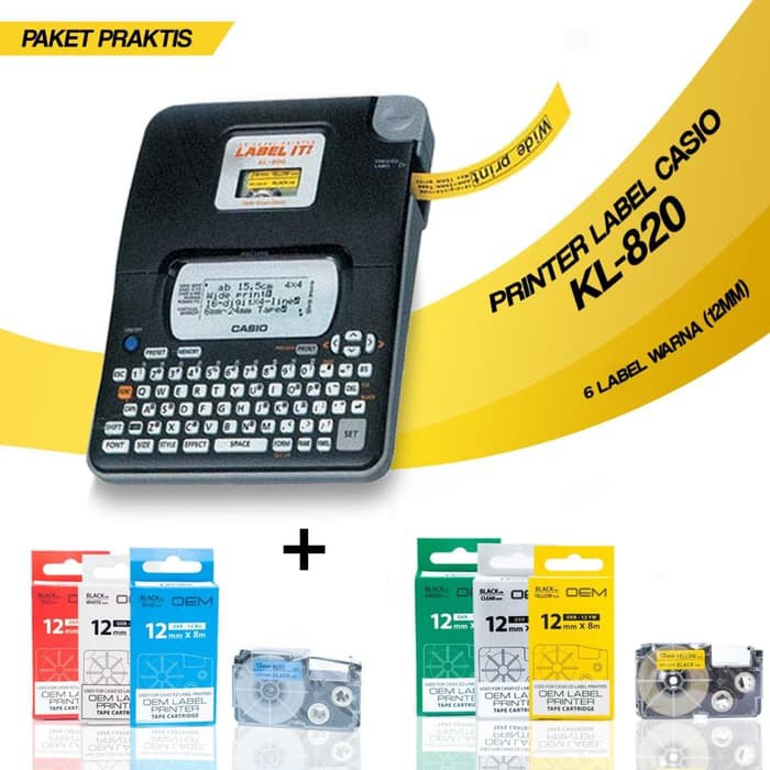 

PAKET PRAKTIS CASIO KL-820 DAN LABEL 12MM ALL COLORS