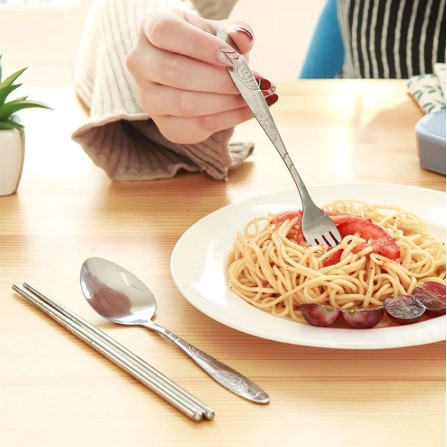Sendok Ganpu Stainless Steel Set Alat Makan ZAMZAM H587 Sendok Garpu Sumpit / Set Alat Makan Portable Travel