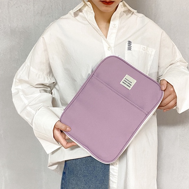 Sleeve Pouch Sarung Tas Bag Case Ipad Tab Tablet Macbook Air Pro Laptop Asus Acer Lenovo HP Huawei 11 12 13 14 15 inch Motif Gambar Polos Warna Biru Navy Hijau Pink Putih Khaki Lucu Cute Murah Korean Model Banyak Ruang Slot Stationary