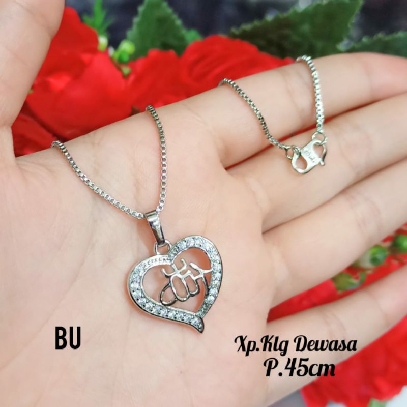 Kalung Dewasa Bentuk love berlafad Allah SWT,Gold&amp;Silver tidak karat *COD*