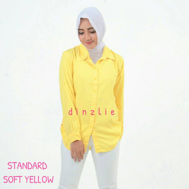 KEMEJA WANITA POLOS WARNA KUNING SOFT/ SOFT YELLOW