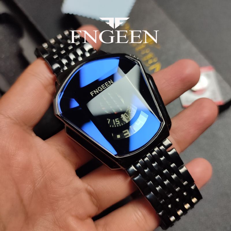 FNGEEN Lokomotif 01 Jam Tangan Pria Fashion Keren Stainless Steel Quartz Original Anti Air Watch Terbaru