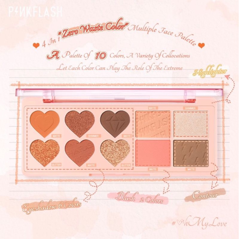 [BPOM] PINKFLASH OhMyLove Multiple Face Palette Eye shadow Blush Highlighter Contour