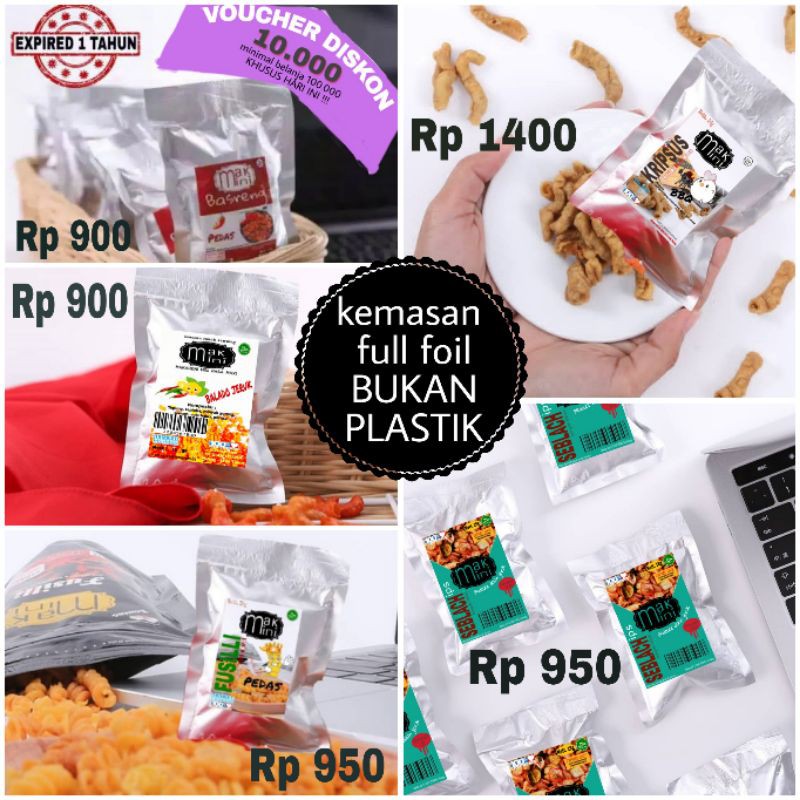 

MAKMINI minipak foil makaroni, basreng, fusili, kripsus, seblak,sosreng