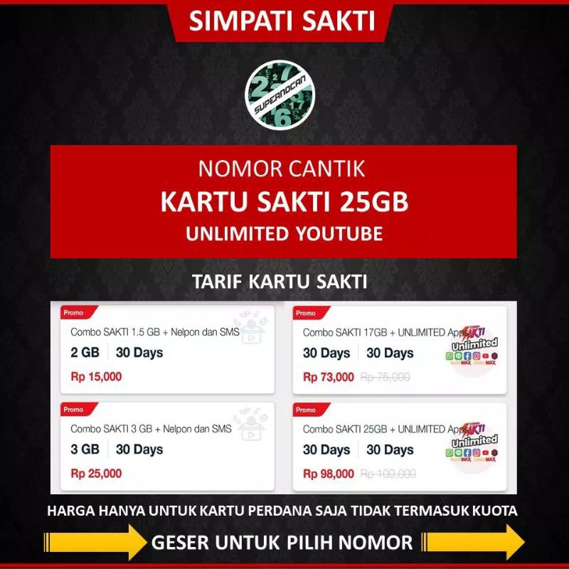 kartu perdana simpati sakti paket internet murah unlimited 25gb sudah 4G