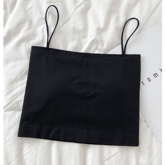 •OKEY BELI•BR513 Tanktop Bra With Cup Tank top Basic Wanita Square spaghetti Crop top COD-HITAM