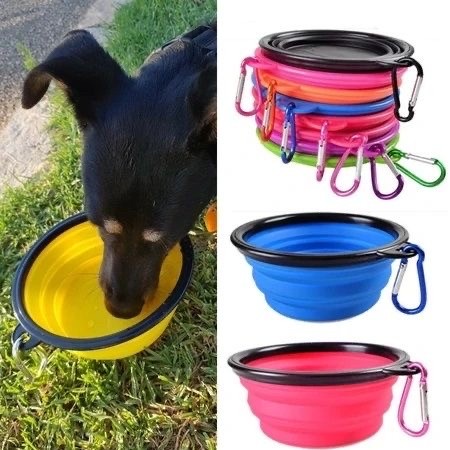 Tempat Makan Minum Hewan Portable Travel Outdoor Mangkok Anjing Kucing