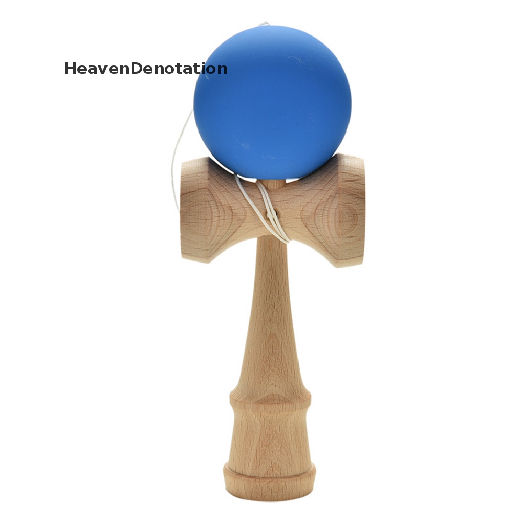 (Heavendenotation) 1pc Kendama Mainan Tradisional Jepang Bola Karet Bahan Kayu