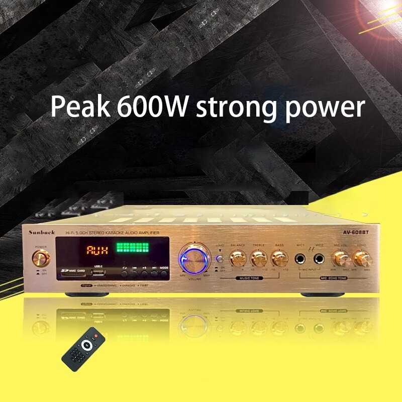 Sunbuck Audio Bluetooth power Amplifier Karaoke 5 Chanel output 600W - AV-608BT