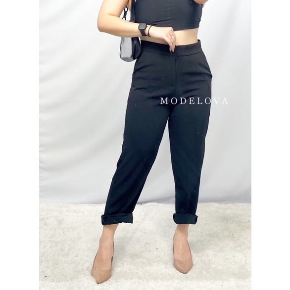 MDLV ~ 9960# Holanda Cuff Straight Pants Celana Panjang Katun lembut Import Fashion Import