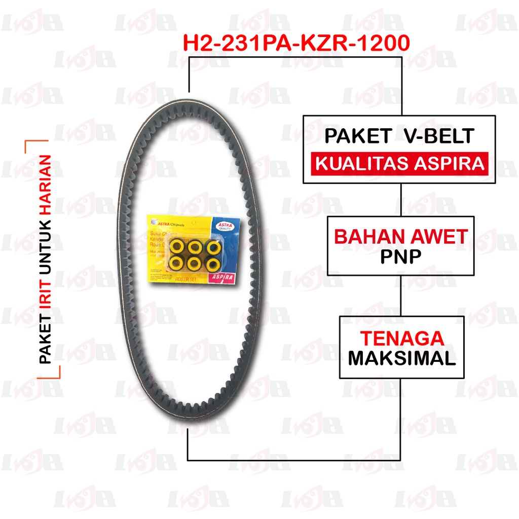 ASPIRA Paket Vbelt Roller Vario 125 FI Techno Vanbelt Cvt Matic KZR Motor Honda