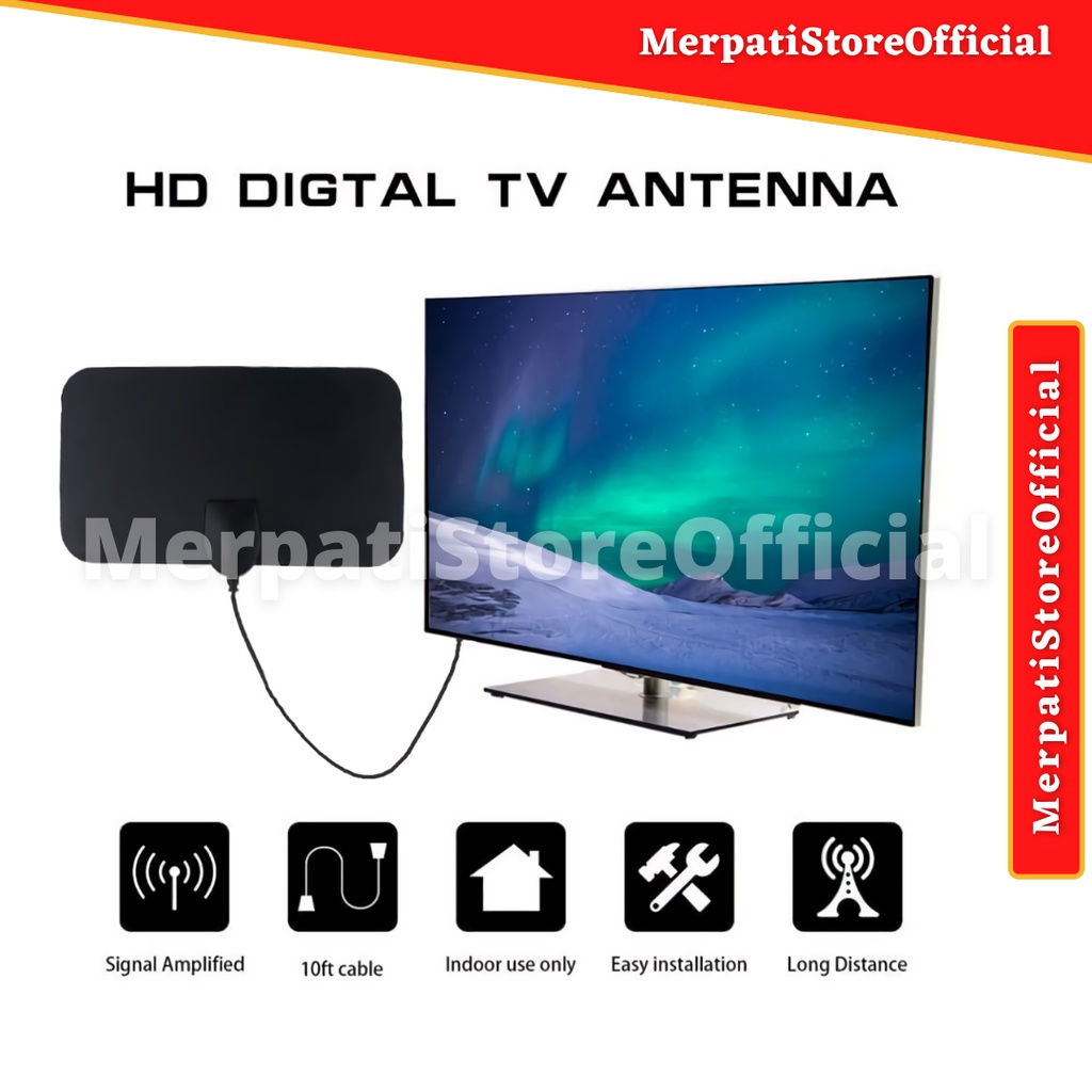 Antena TV Digital DVB-T2 4K High Gain 25dB / Perangkat Antena TV digital indoor / Dalam Ruangan