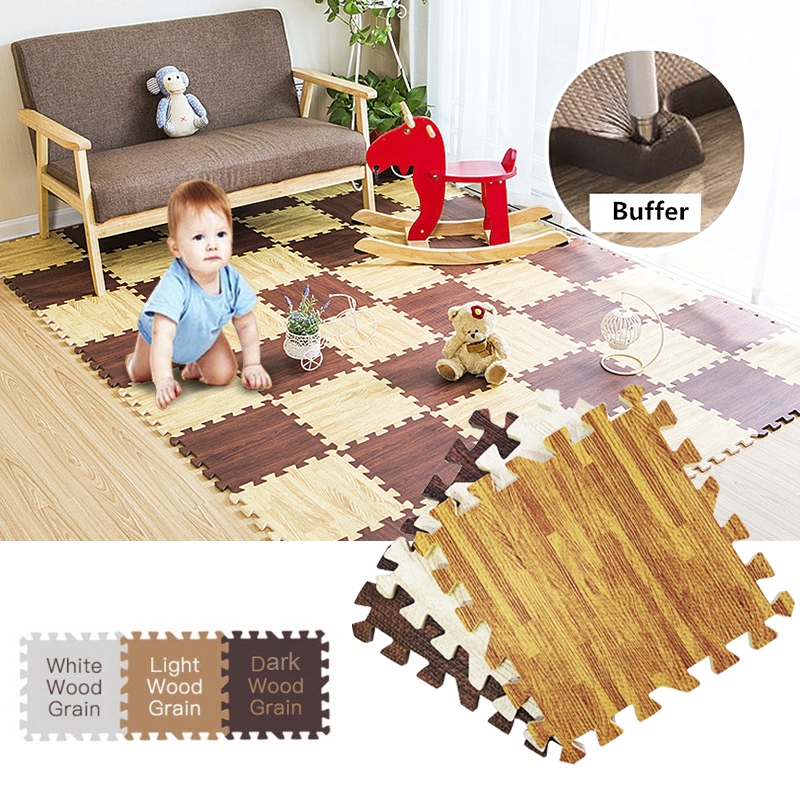Karpet Alas Lantai Dengan Bahan Busa Halus Dan Gambar Motif Kayu Ukuran 30x30cm Shopee Indonesia