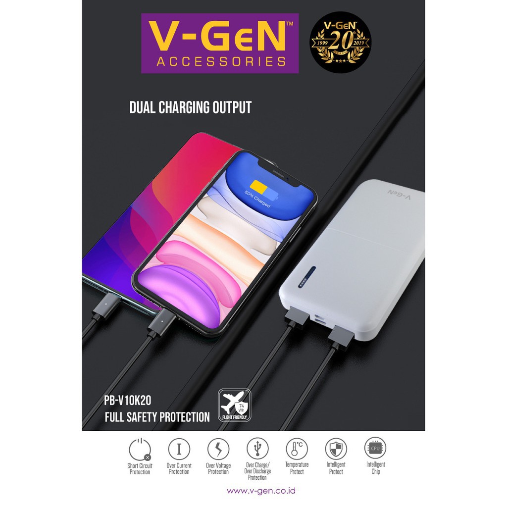 Termurah Powerbank V-Gen PB-V10K20 10.000 MaH Vgen 10000 MaH Rescue PB V10K20 Original Real Capacity