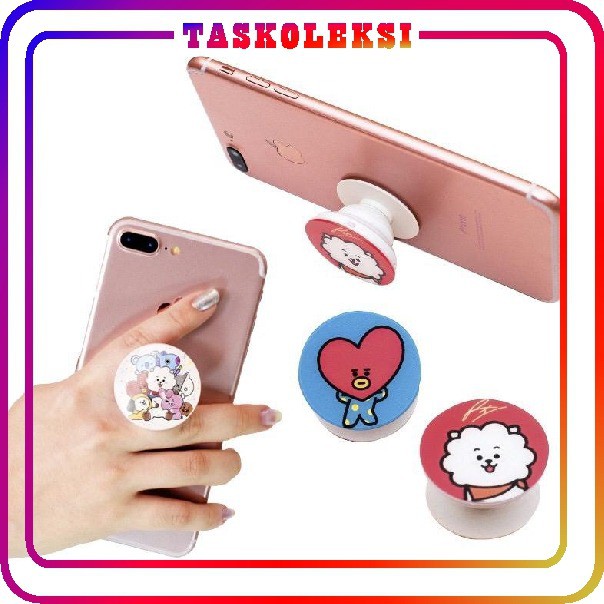 ☛TK☚ R186 POPSOCKET HP BTS BT21 KPOP FASHION KOREA POP SOCKET PEMEGANG HANDPHONE MURAH COD