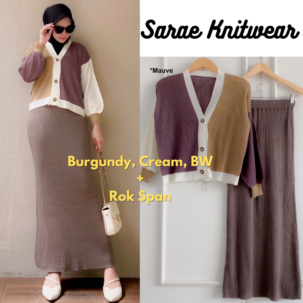 Shania OneSet Setelan Rajut Wanita Premium Tebal Halus Realpict Best Seller 1 Set Cardigan Rok Span 2in1 Korean Style