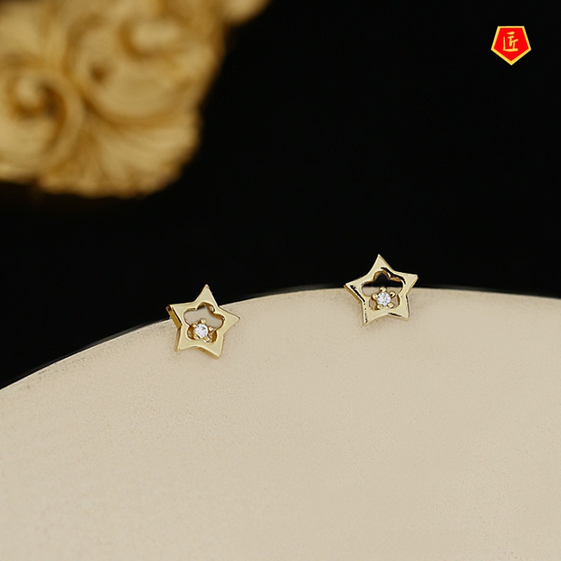 [Ready Stock]Simple 925 Silver Small Gold Stud Earrings