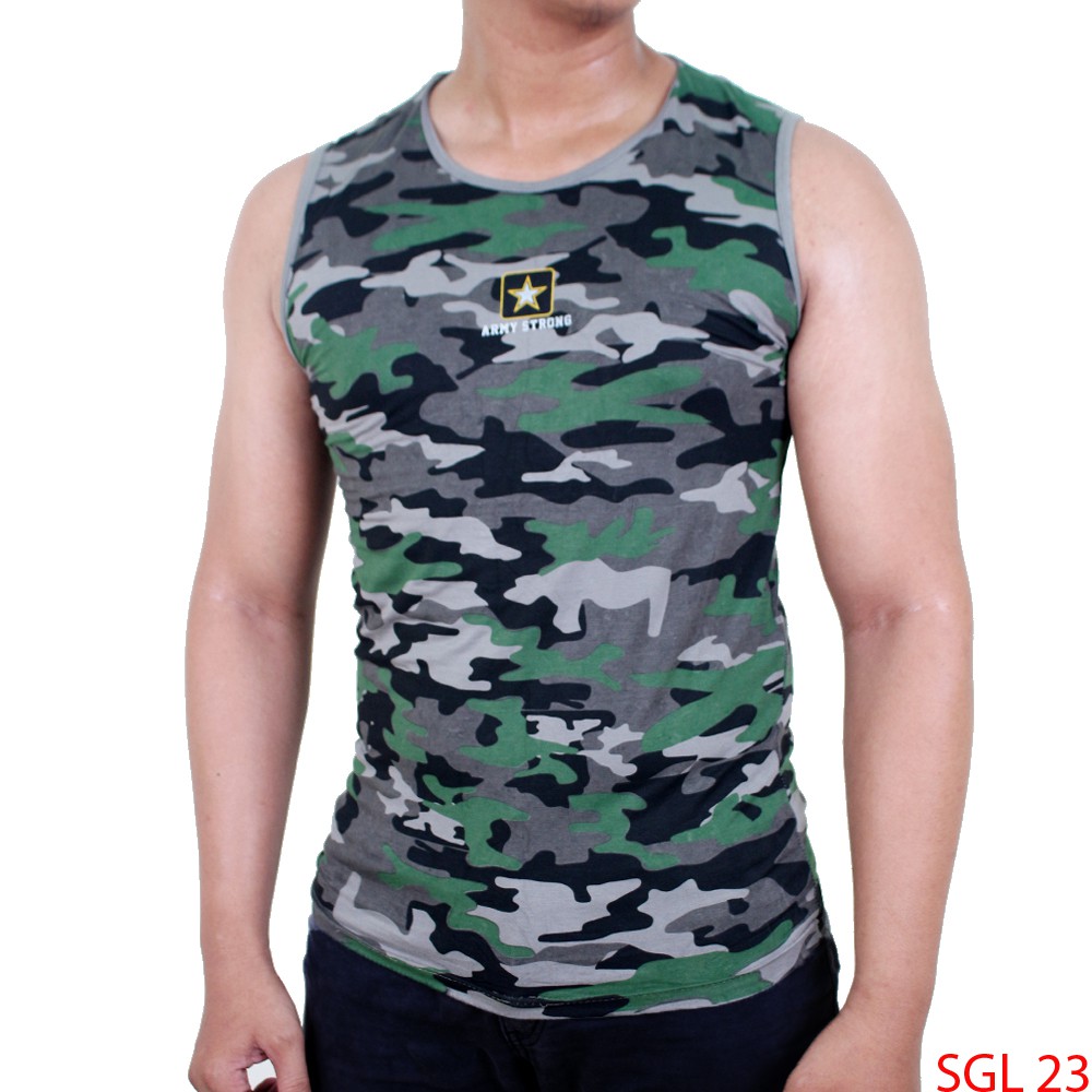 Singlet Kaos Dalaman Pria Motif Loreng Army-SGL 23