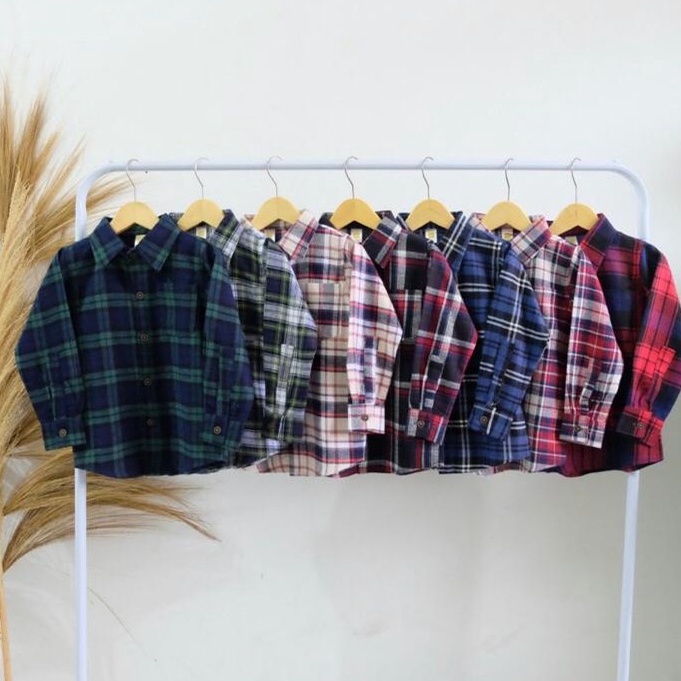 ATASAN KEMEJA ANAK LAKI LAKI USIA 1-6 TAHUN MOTIF FLANEL KOTAK-KOTAK TERBARU HARGA GROSIR