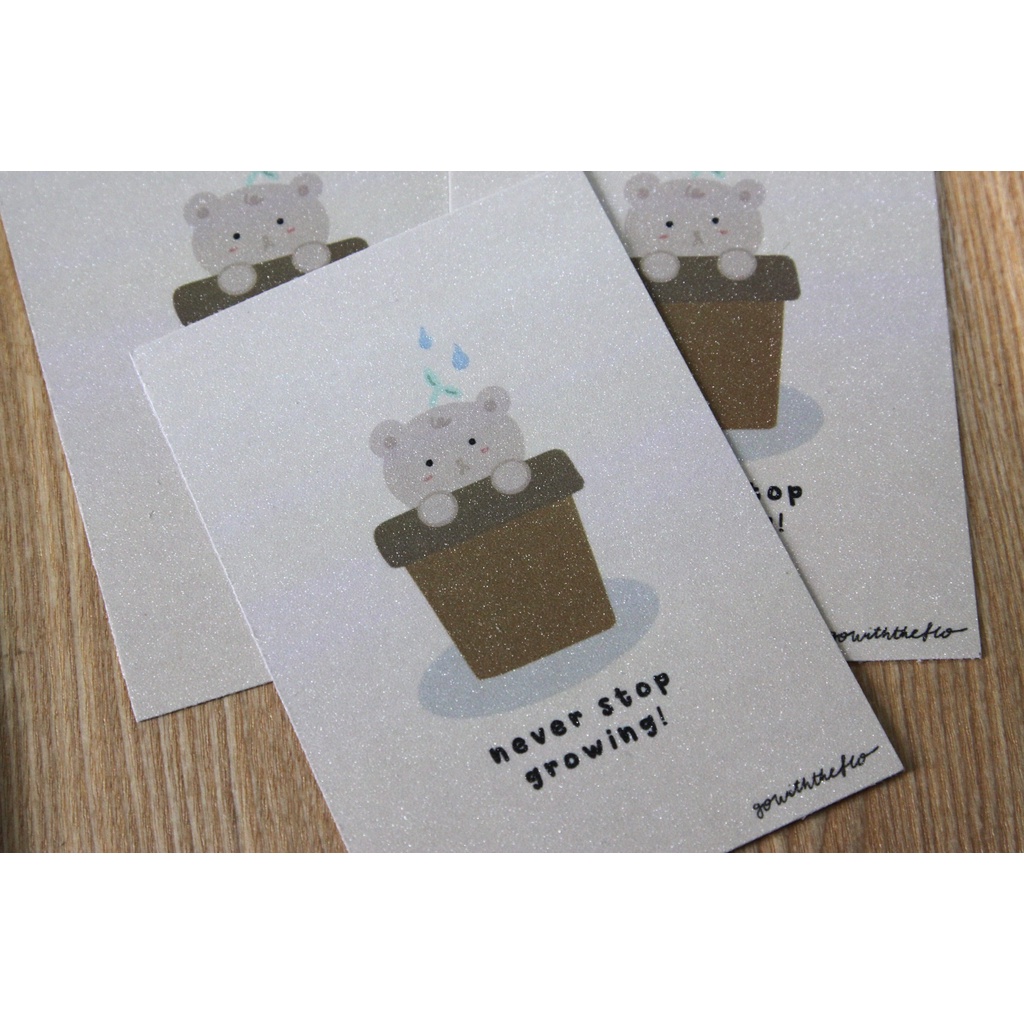 

bear pot plant art print / postcard