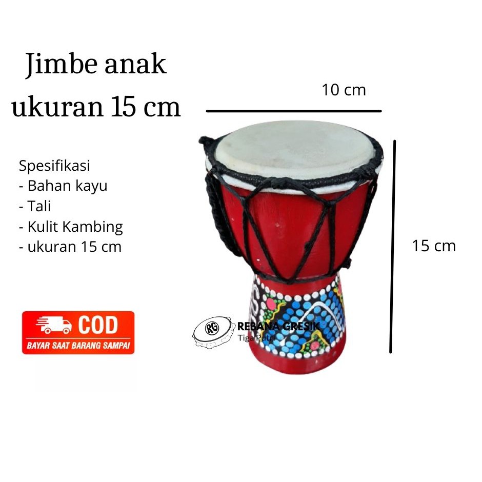 Alat Musik Jimbe / Gendang / Alat Musik Tradisional / Jimbe uk. 15 cm