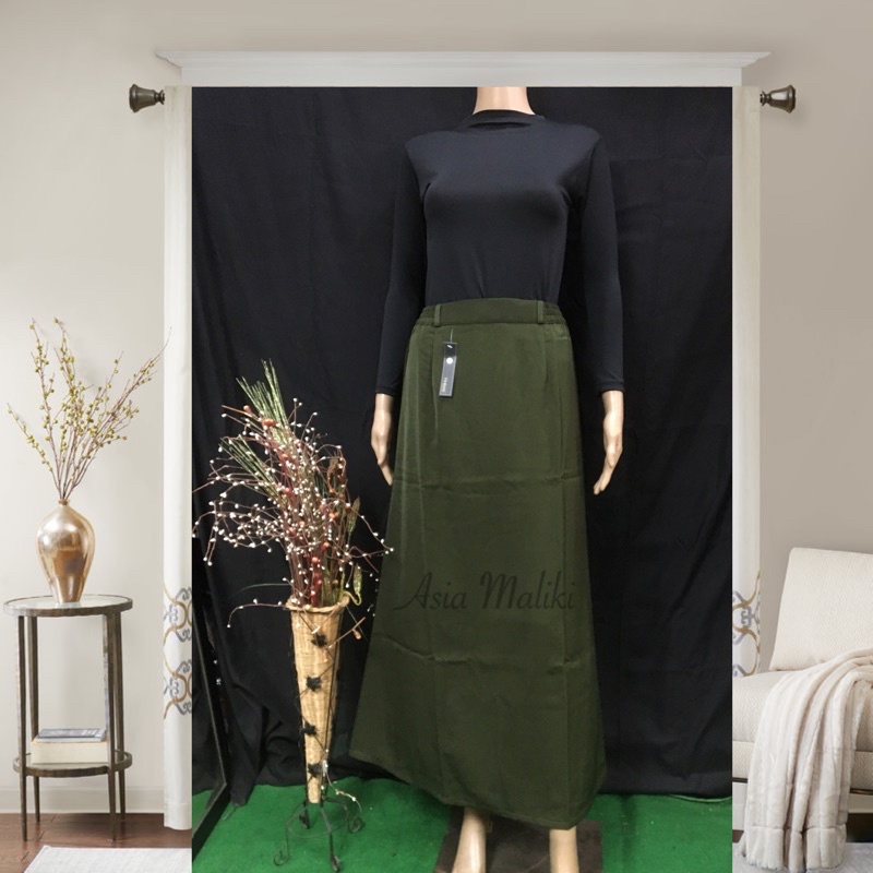 Rok Bahan Merk FIRDAUS Rok KURNIA YS  Rok dasar Rok A (ADA KANTONG DAN PINGGANG KARET)-Hijau Lumut